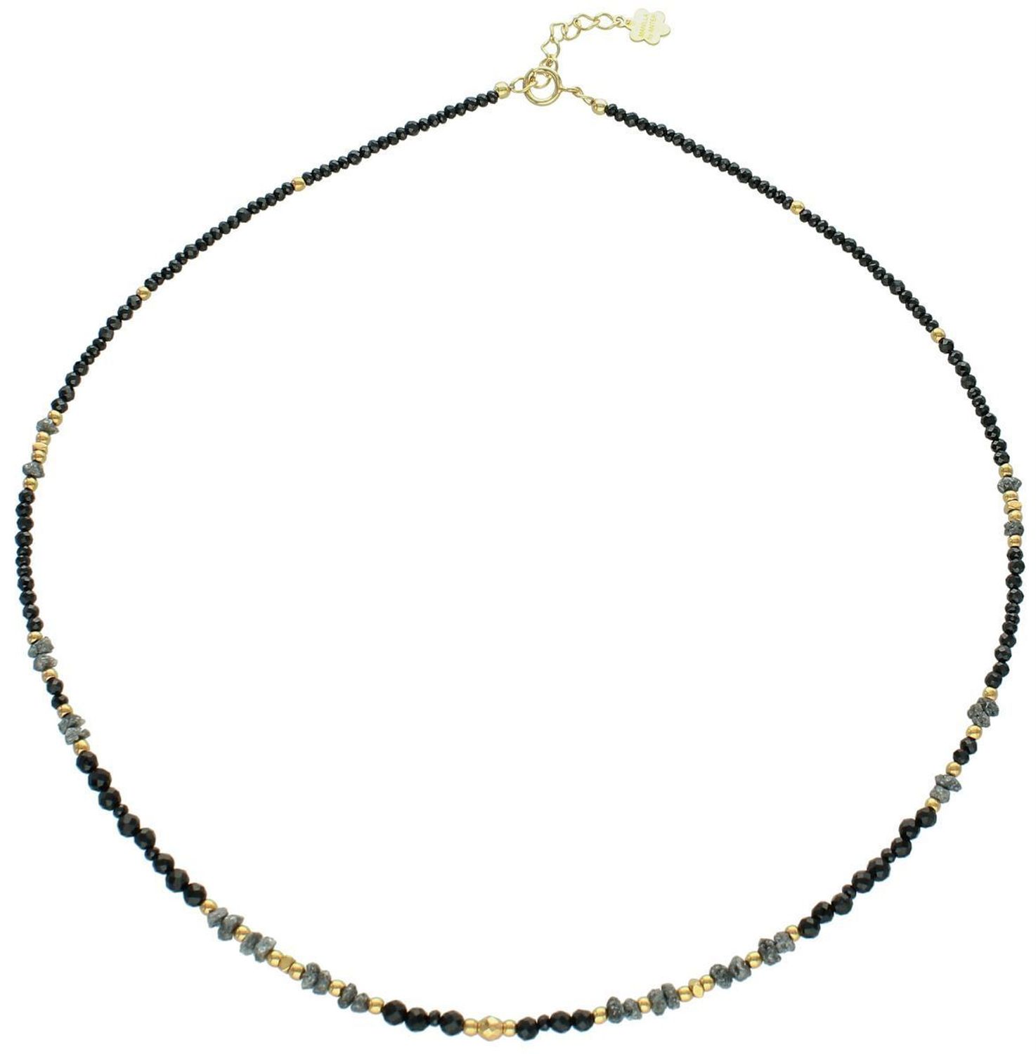 Naszyjnik damski z diamentem Herkimer, spinelem i turmalinem. Kamienie naturalne, pozłacane srebro 925, 42+3 cm. Idealny prezent dla kobiety.1.jpg