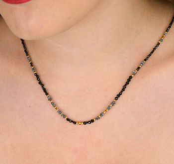 Naszyjnik damski z diamentem Herkimer, spinelem i turmalinem. Kamienie naturalne, pozłacane srebro 925, 42+3 cm. Idealny prezent dla kobiety (5).JPG