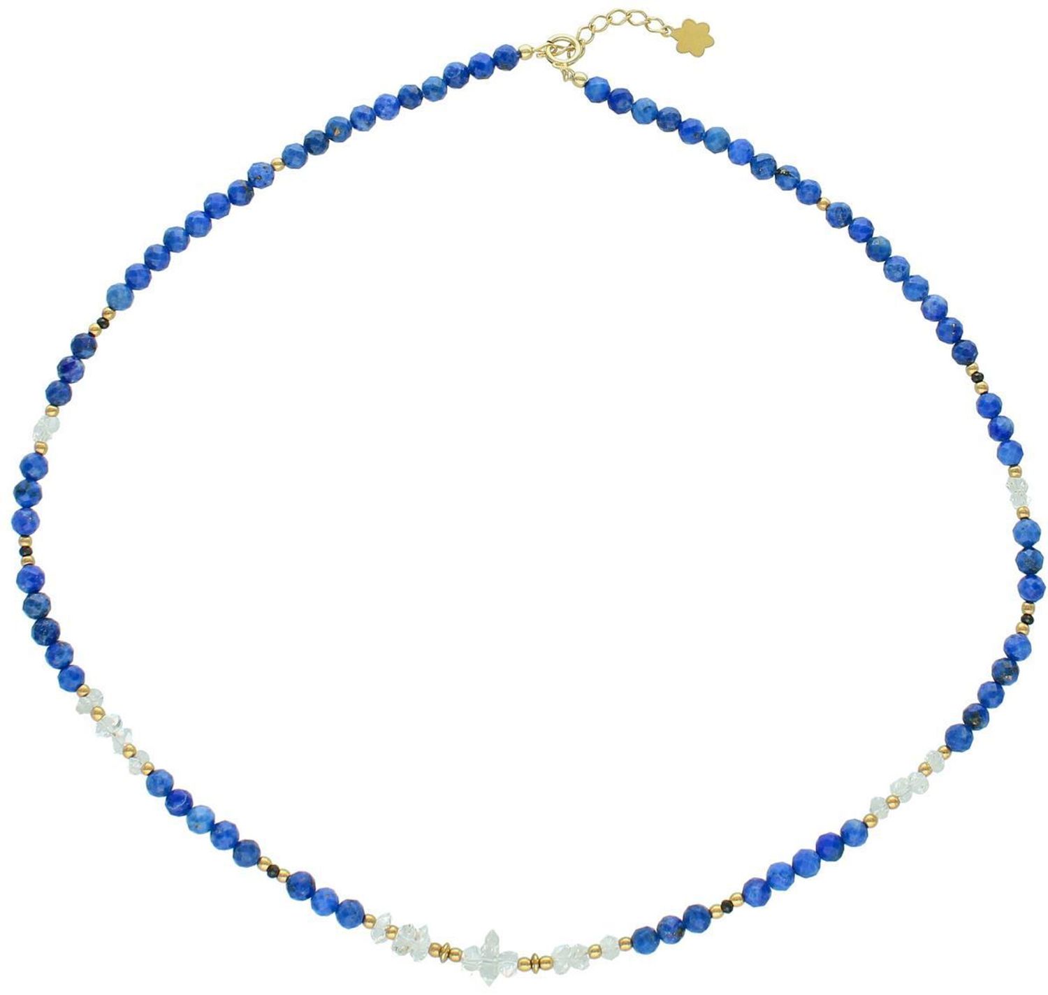 Naszyjnik damski z diamentem Herkimer i lapisem lazuli. Srebro 925, kamienie naturalne, długość 45+2 cm. Elegancka i unikatowa biżuteria.1.jpg