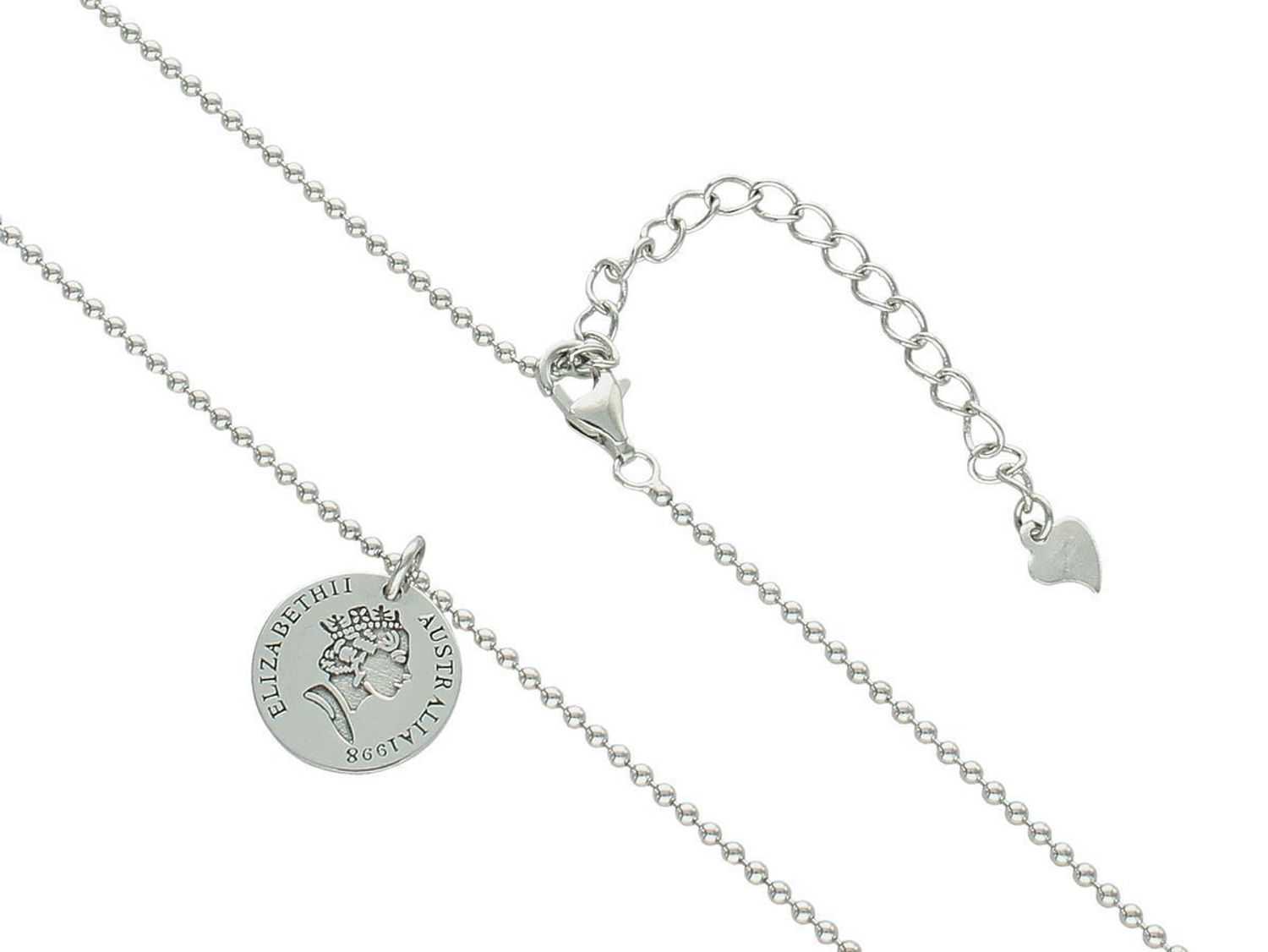 Srebrny naszyjnik 925 z zawieszką – monetą Elżbieta II. Długość 45+5 cm, elegancki i klasyczny styl. Idealny na prezent lub do codziennych stylizacji.1.jpg