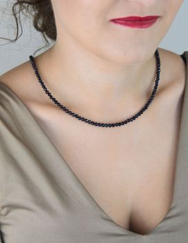 Naszyjnik srebrny 925 z naturalnym kamieniem noc kairu. Długość 43+2 cm, waga 9,15 g, zapięcie karabińczyk. Blask nocy w eleganckim wydaniu (2).JPG