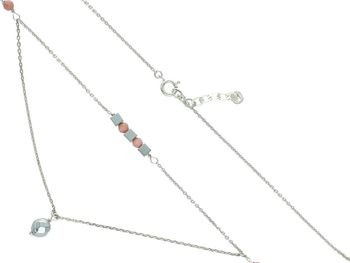 Naszyjnik srebrny 925 z naturalnym rodonitem i hematytem. Długość 43+2 cm, waga 3,20 g, zapięcie karabińczyk. Subtelny, kobiecy i elegancki.3.jpg