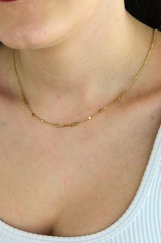 Złoty Naszyjnik 585 – Delikatna Celebrytka 42 cm z Ognikami i Kuleczkami (3).jpg