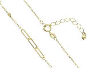 Złoty naszyjnik celebrytka z ozdobnymi ognikami i kuleczkami zapięcie.jpg