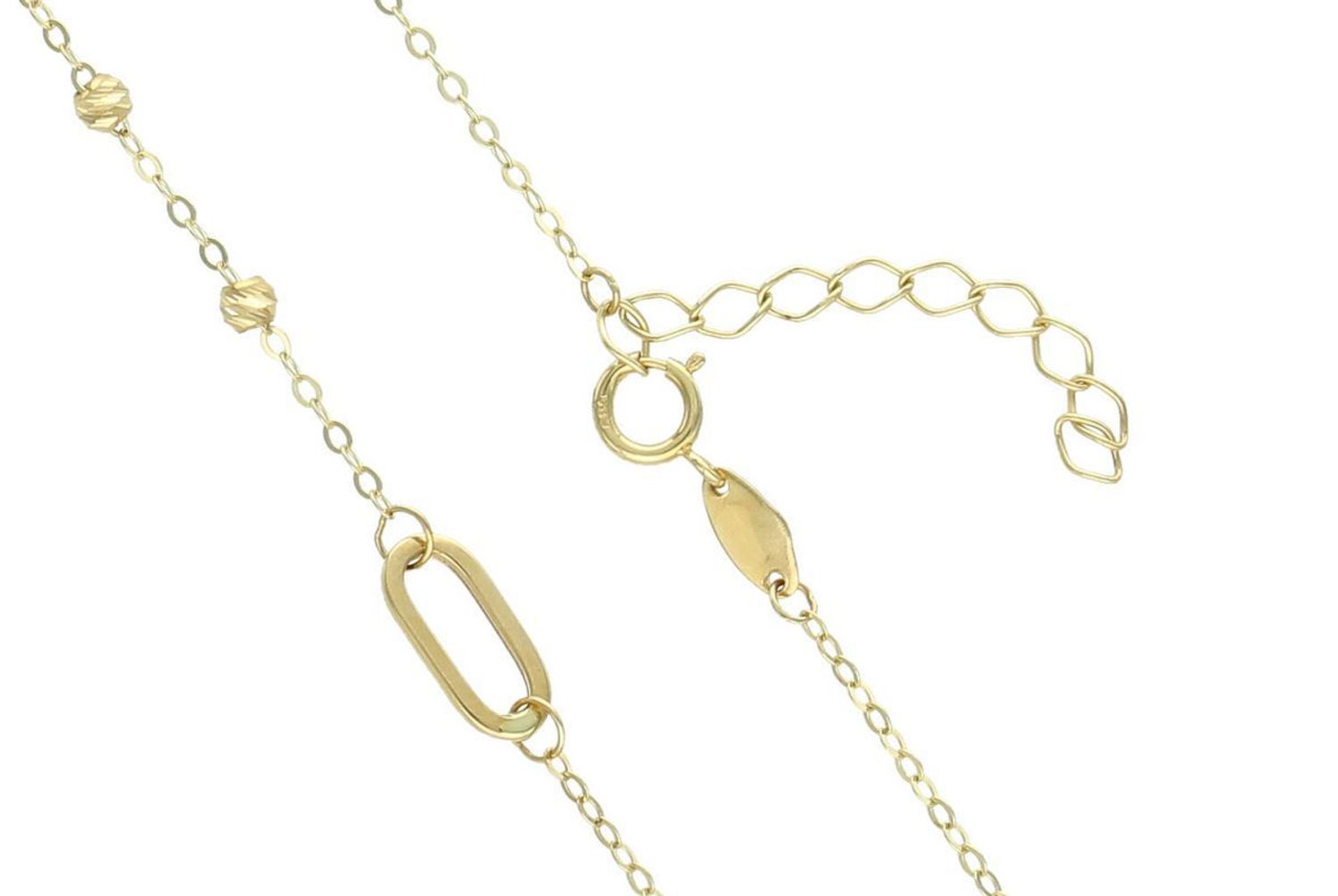 Złoty naszyjnik 585 z gładkimi ognikami i błyszczącymi kuleczkami – 45 cm.jpg