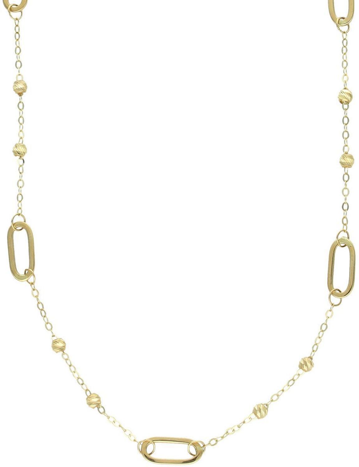 Złoty naszyjnik 585 z gładkimi ognikami i błyszczącymi kuleczkami – 45 cm.jpg