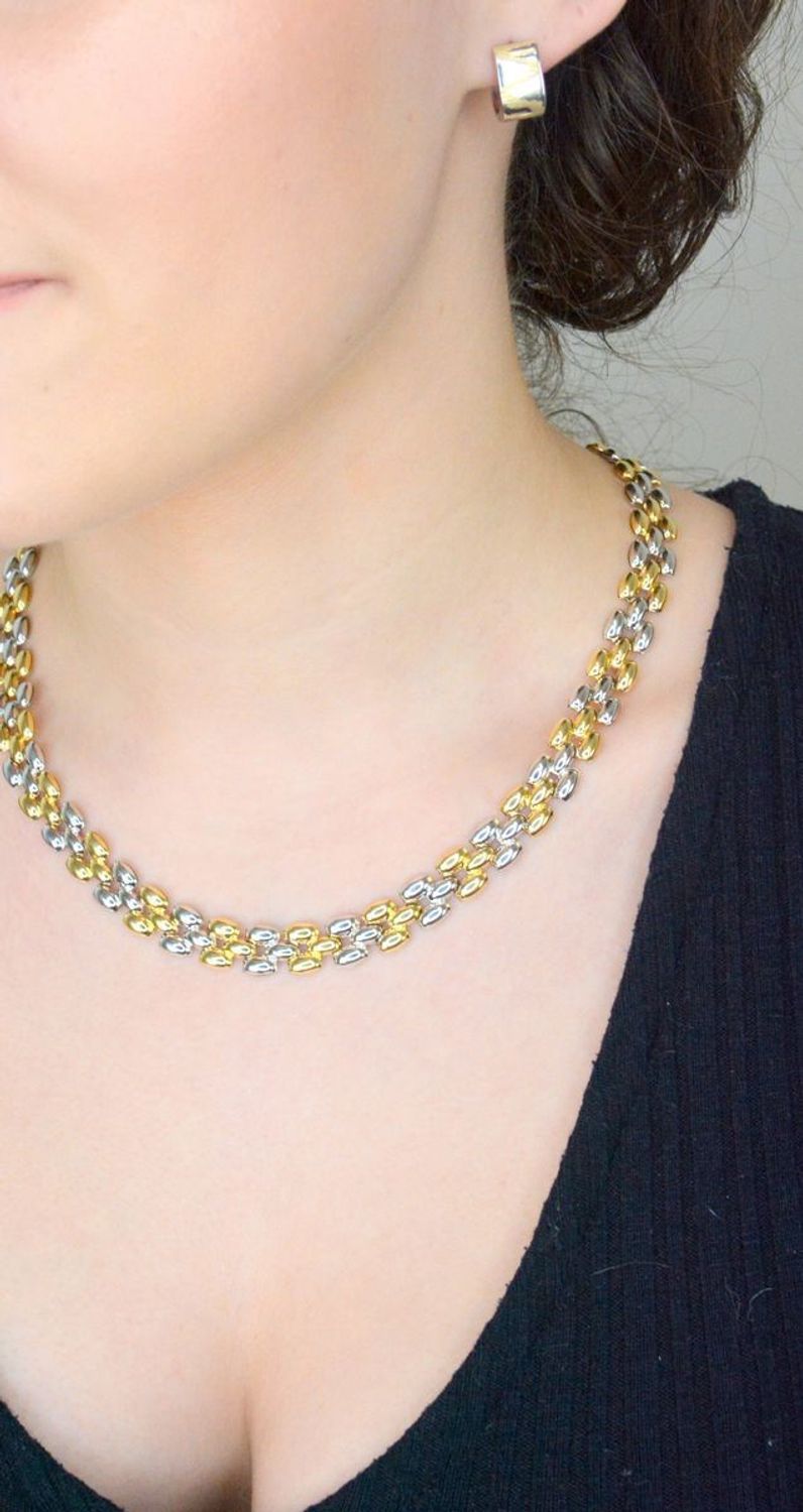 Naszyjnik złoty damski ozdobne ogniwa pr 585, DIA-NSZ-1367-585 Złoty naszyjnik, złota kolia wykonany z najwyższej jakości złota próby 585. Łańcuszek składa się z prostych owalnych oczek, 1.jpg