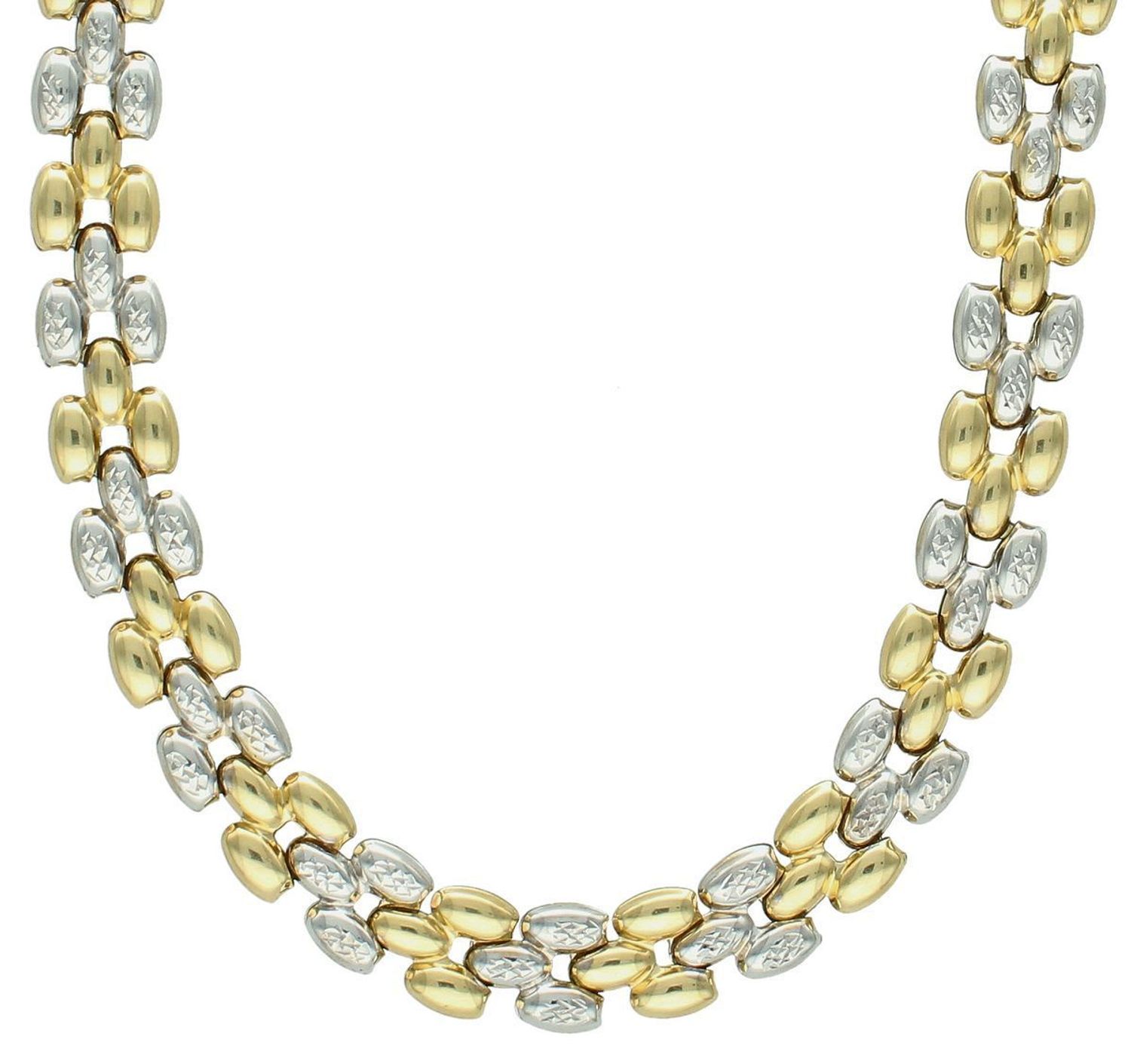 Naszyjnik złoty damski ozdobne ogniwa pr 585, DIA-NSZ-1367-585 Złoty naszyjnik, złota kolia wykonany z najwyższej jakości złota próby 585. Łańcuszek składa się z prostych owalnych oczek, 1.jpg