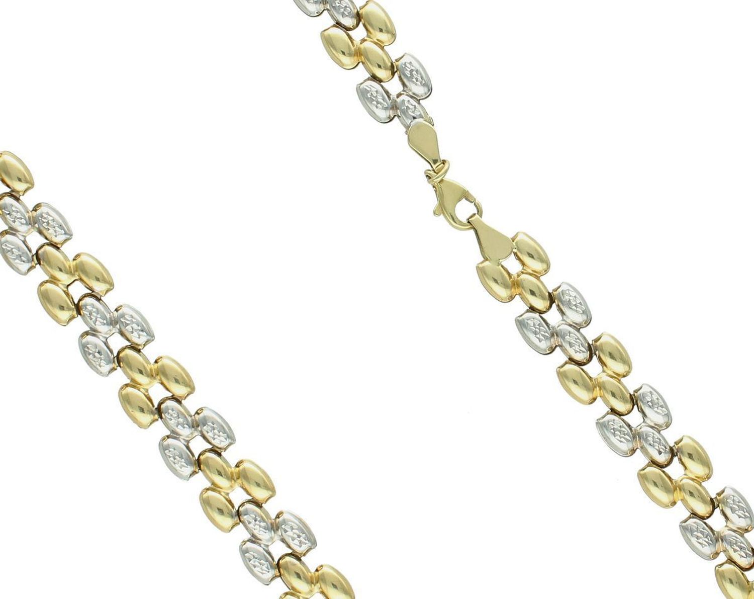 Naszyjnik złoty damski ozdobne ogniwa pr 585, DIA-NSZ-1367-585 Złoty naszyjnik, złota kolia wykonany z najwyższej jakości złota próby 585. Łańcuszek składa się z prostych owalnych oczek, 1.jpg