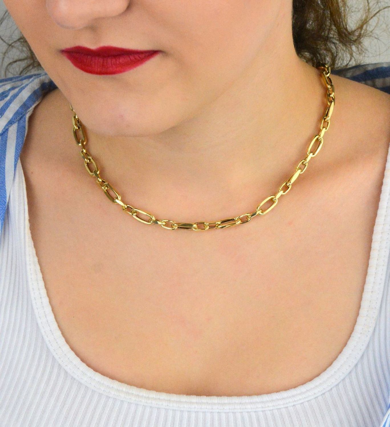 Naszyjnik damski złoty 585 owalne ogniwa różnej wielkości 50 cm DIA-NSZ-13691-585.jpg