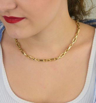 Naszyjnik damski złoty 585 z owalnymi ogniwami różnej wielkości, długość 50 cm, szerokość 6 mm, waga 8,19 g, zapięcie na karabińczyk. Stylowy i elegancki dodatek (2).JPG