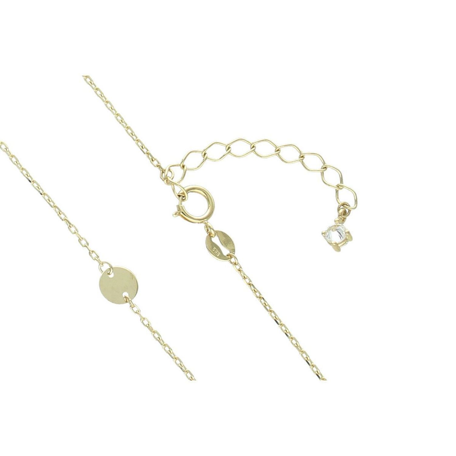 Stylowy naszyjnik damski ze złota próby 585, model DIA-NSZ-13782-585. Łańcuszek ankier zdobiony okrągłymi blaszkami, długość 42 + 3 cm, waga 1,88 g, zapięcie na karabińczyk. 1.jpg