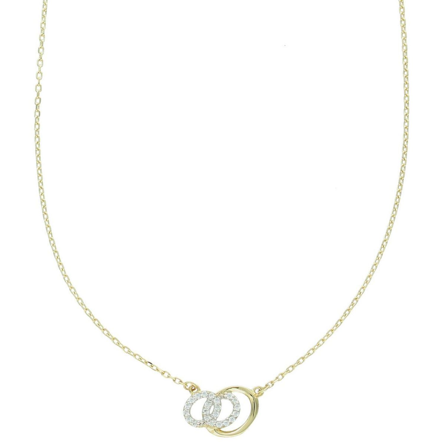 Delikatny naszyjnik damski ze złota próby 585, model DIA-NSZ-13783-585. Zdobiony małymi owalnymi zawieszkami w cyrkonie, długość 42 + 3 cm, waga 1,70 g, zapięcie na karabińczyk. Elegancka 1.jpg