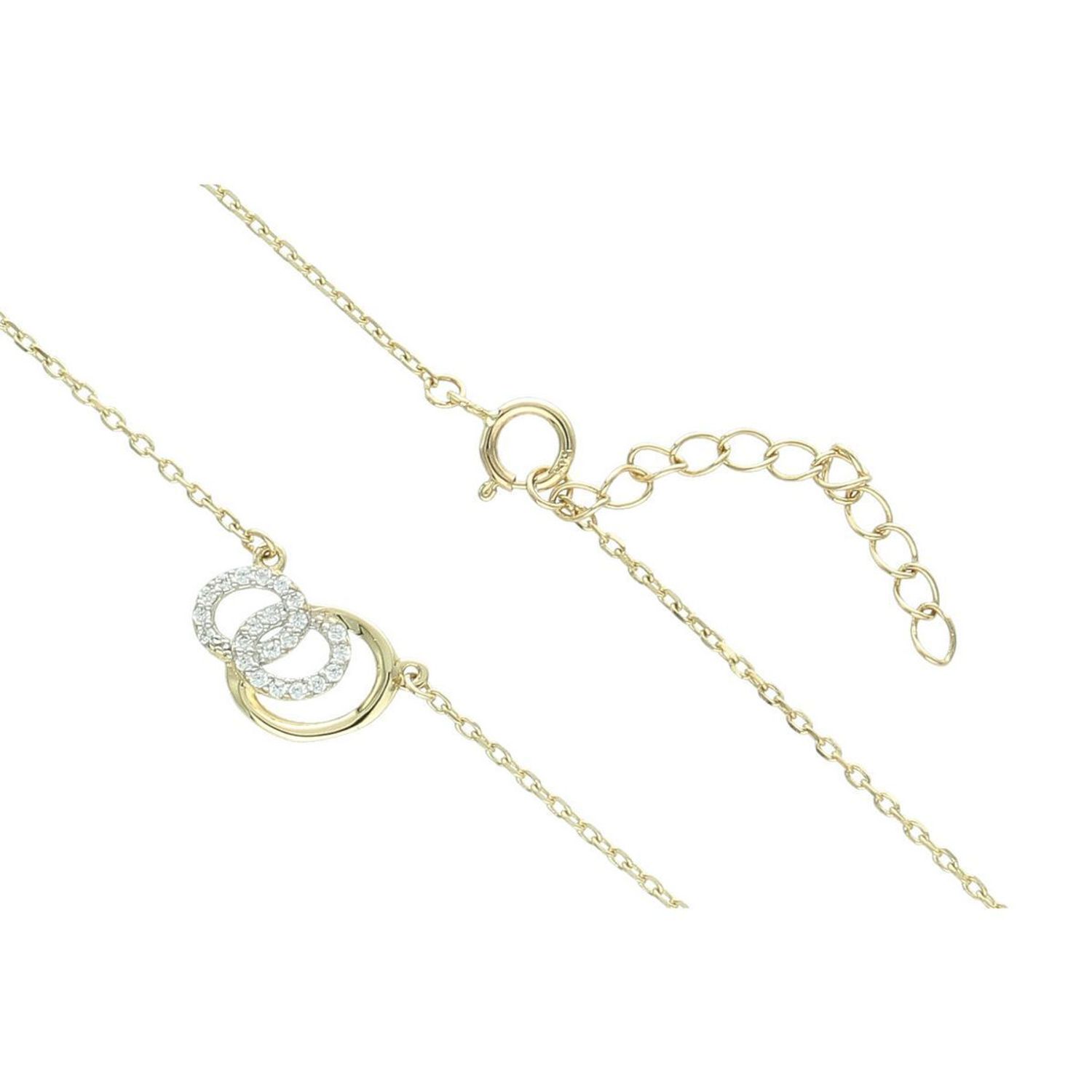 Delikatny naszyjnik damski ze złota próby 585, model DIA-NSZ-13783-585. Zdobiony małymi owalnymi zawieszkami w cyrkonie, długość 42 + 3 cm, waga 1,70 g, zapięcie na karabińczyk. Elegancka 1.jpg