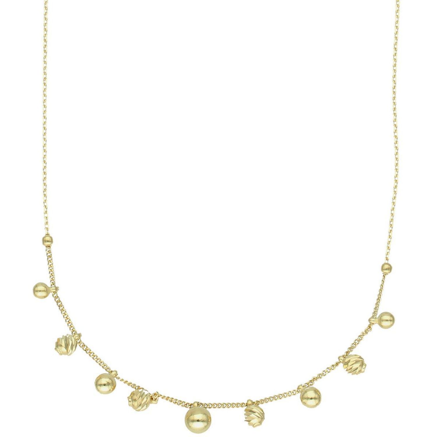 Elegancki złoty naszyjnik damski próby 585 w splocie ankier i pancerka, ozdobiony grawerowanymi kuleczkami. Długość regulowana 42 cm + 3 cm, waga 2,96 g, zapięcie na karabińczyk. 1.jpg