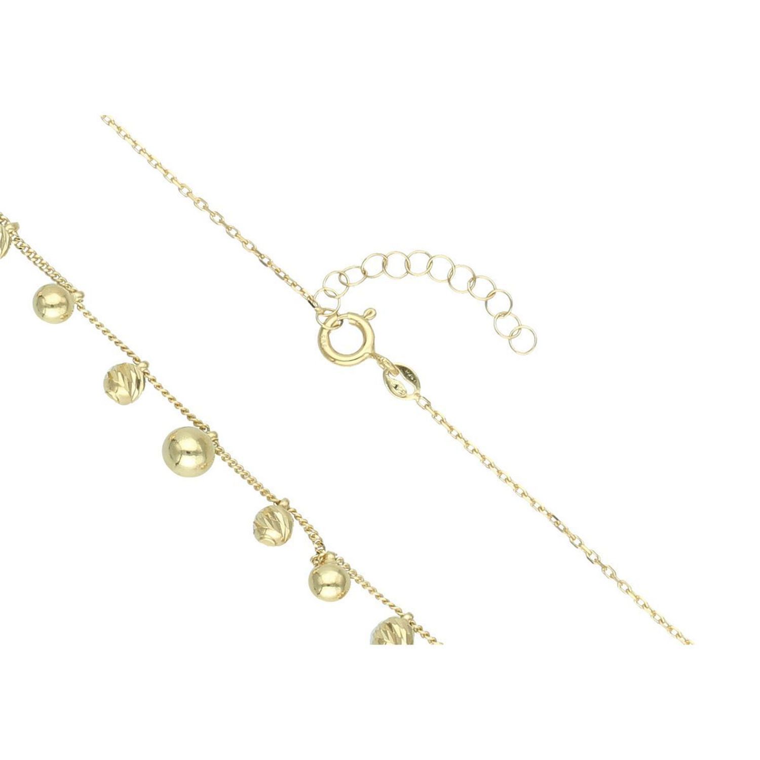 Elegancki złoty naszyjnik damski próby 585 w splocie ankier i pancerka, ozdobiony grawerowanymi kuleczkami. Długość regulowana 42 cm + 3 cm, waga 2,96 g, zapięcie na karabińczyk. 1.jpg