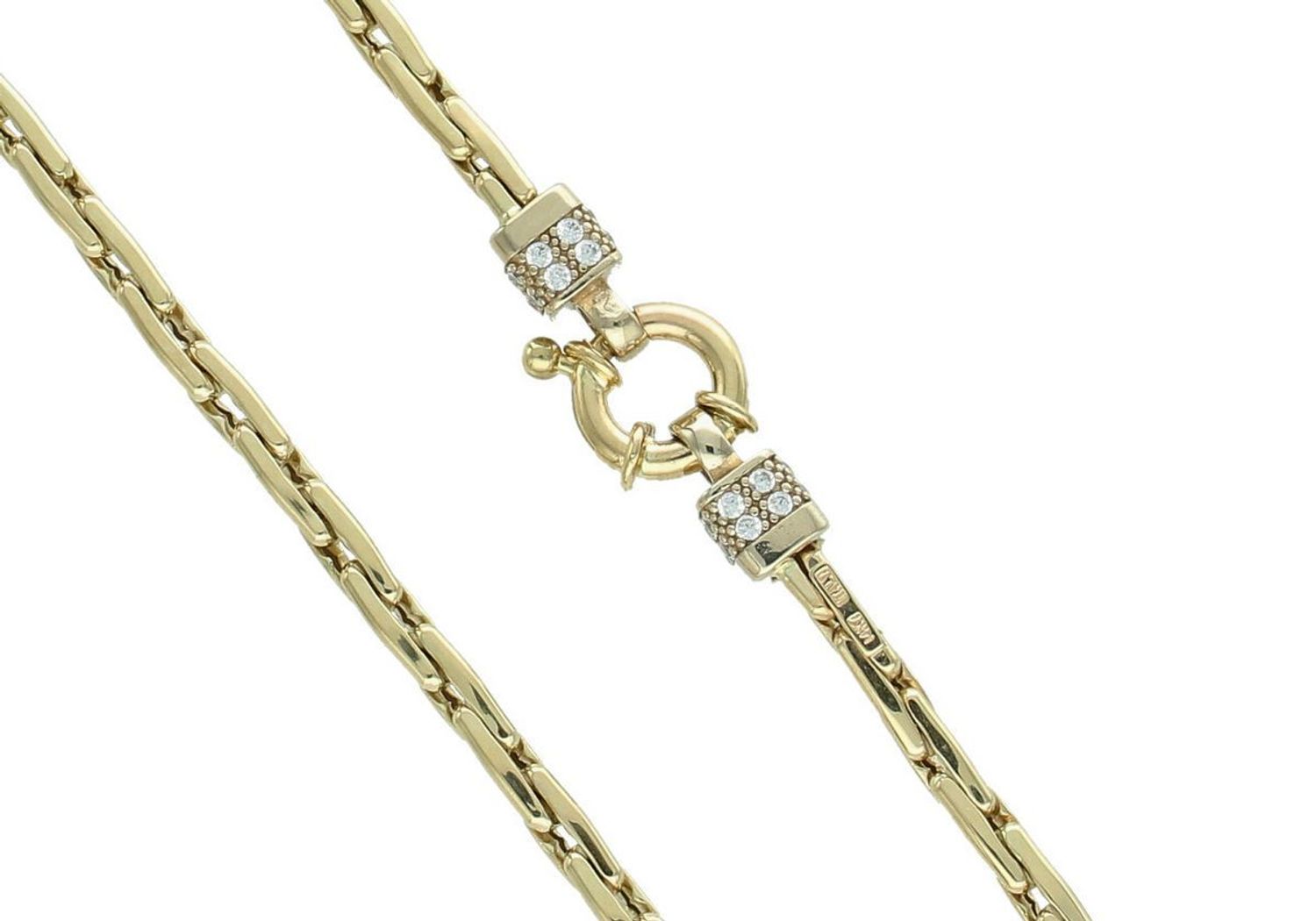 Elegancki naszyjnik złoty 925, zdobiony dwiema kostkami w cyrkonie. Długość 45 cm, waga 8,26 g. Idealny na prezent i codzienną elegancję.1.jpg