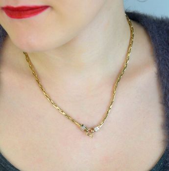 Elegancki naszyjnik złoty 925, zdobiony dwiema kostkami w cyrkonie. Długość 45 cm, waga 8,26 g. Idealny na prezent i codzienną elegancję (3).JPG