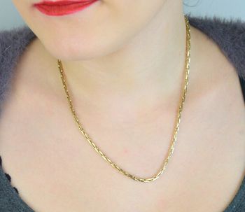 Elegancki naszyjnik złoty 925, zdobiony dwiema kostkami w cyrkonie. Długość 45 cm, waga 8,26 g. Idealny na prezent i codzienną elegancję (4).JPG