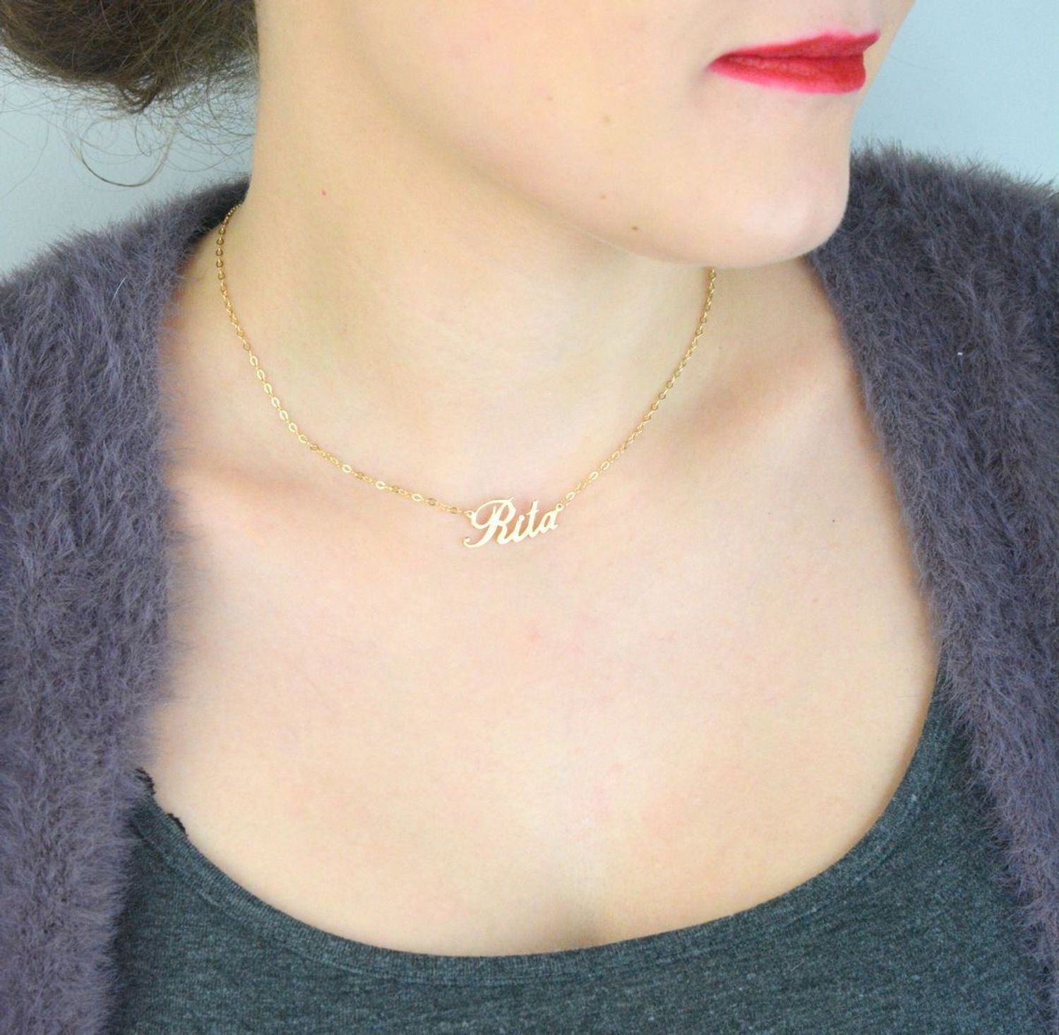 Personalizowany naszyjnik złoty 585, łańcuszek ankier z napisem „Rita”. Długość 42+3 cm, waga 2,21 g. Elegancki prezent i codzienny dodatek.1.jpg