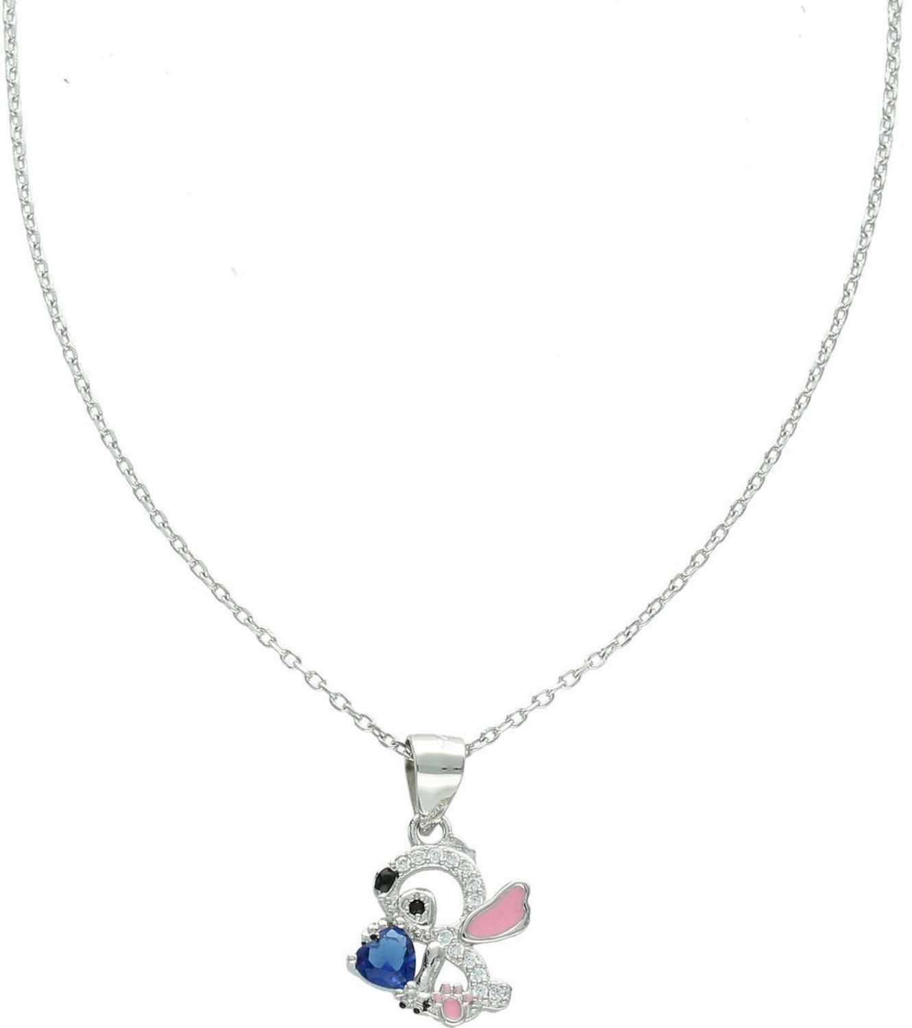 Naszyjnik dziecięcy ze srebra próby 925 z zawieszką Stitch zdobioną cyrkoniami. Model DIA-NSZ-13970-925 na delikatnym łańcuszku ankier, długość 36 + 3 cm, waga 2,40 g. Idealny prezent d2.jpg