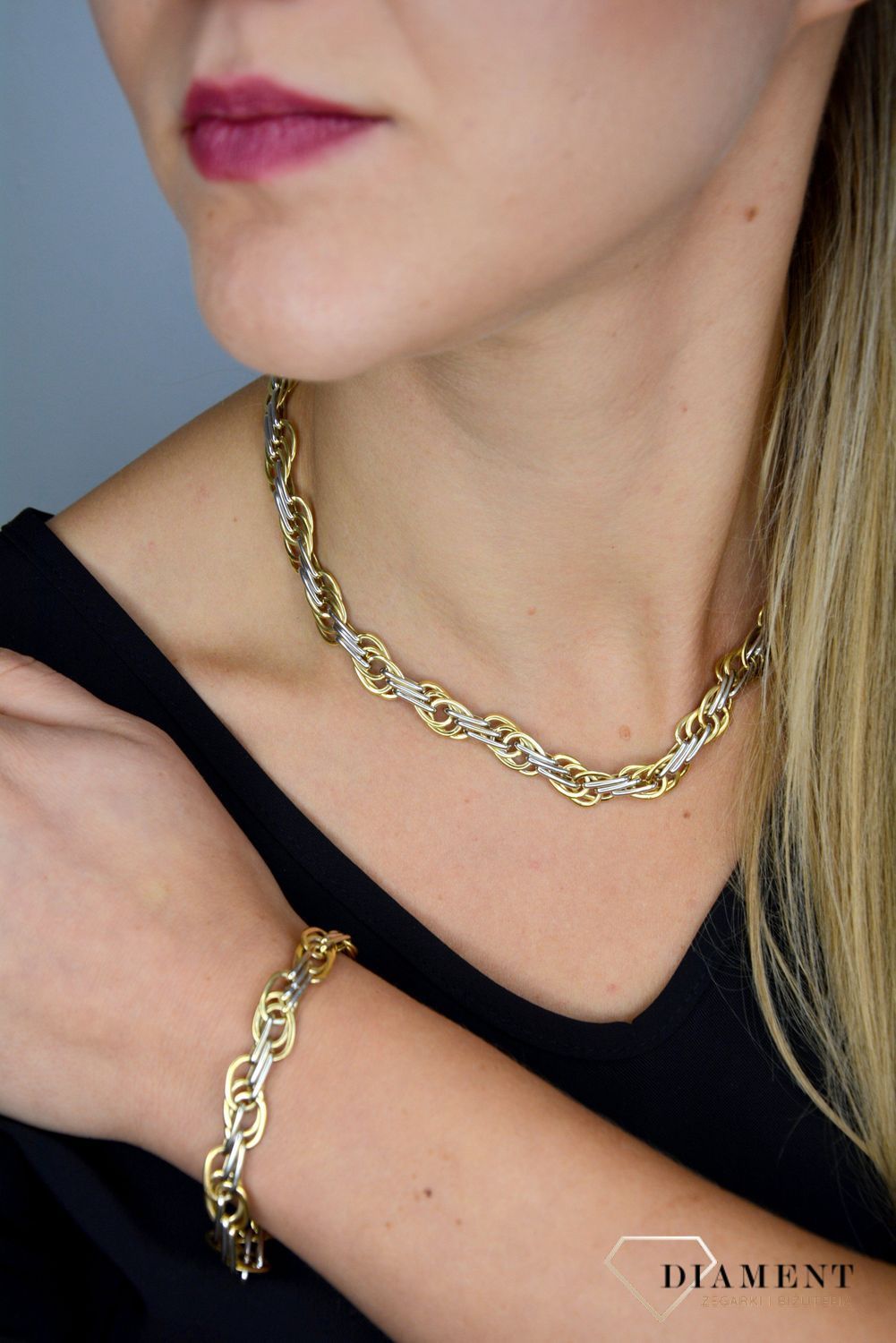 Złota kolia 585 'Plątanina uczuć' DIA-NSZ-1412-585.jpg