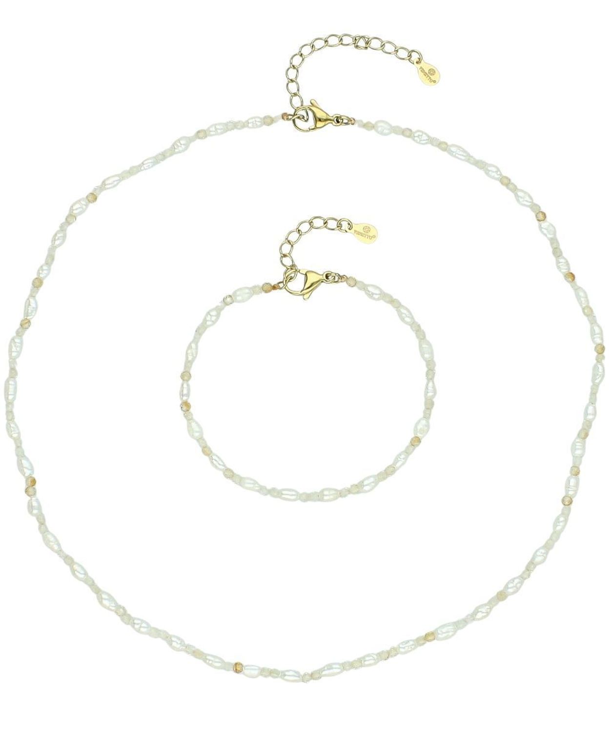 Naszyjnik z cytrynem i perłą hodowlaną 45 cm stal szlachetna złota DIA-NSZ-14172-STAL naszyjnik.jpg