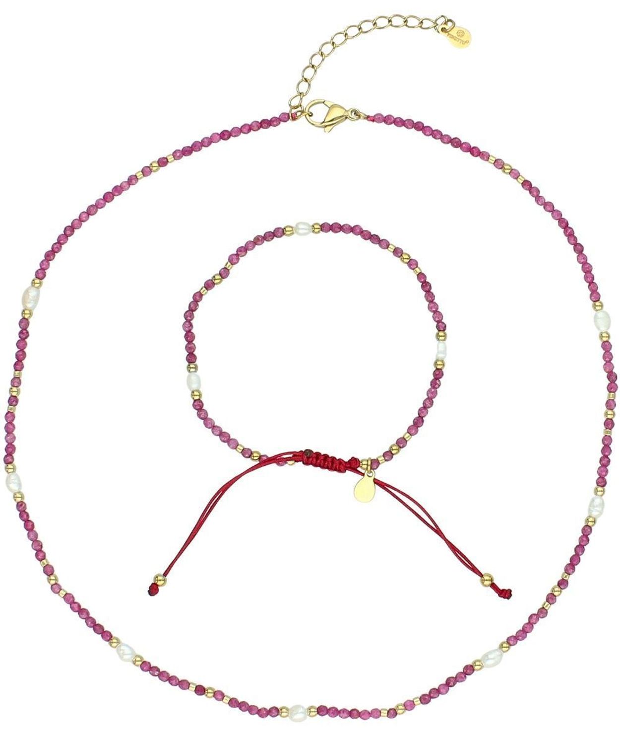 Naszyjnik z perłą hodowlaną i rubinem 45 cm z zapięciem ze stali szlachetnej naszyjnik.jpg