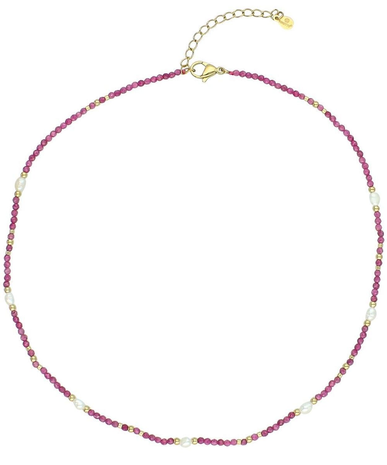 Naszyjnik z perłą hodowlaną i rubinem 45 cm z zapięciem ze stali szlachetnej naszyjnik.jpg