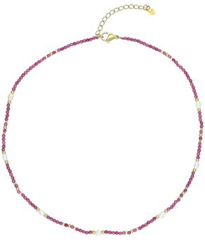 Naszyjnik z perłą hodowlaną i rubinem 45 cm z zapięciem ze stali szlachetnej naszyjnik.jpg