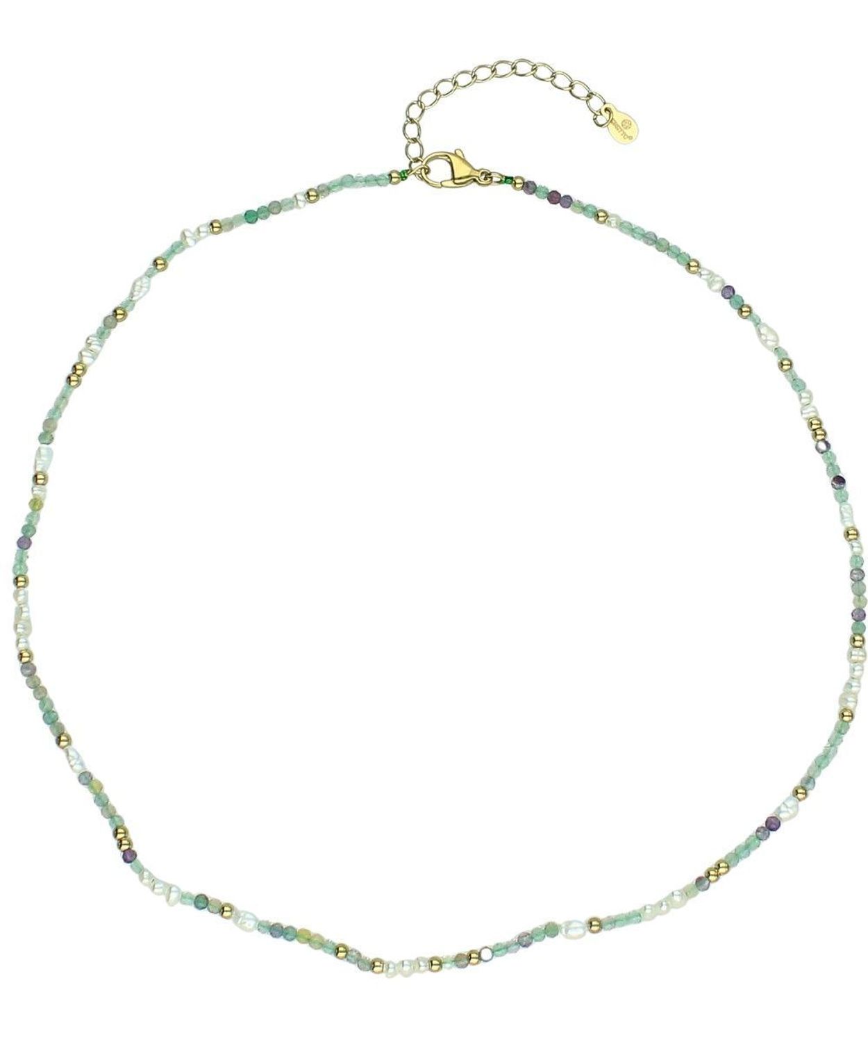 Naszyjnik ze stali szlachetnej z perłą hodowlaną i naturalnym fluorytem.jpg