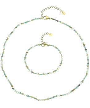 Naszyjnik ze stali szlachetnej z perłą hodowlaną i naturalnym fluorytem komplet.jpg