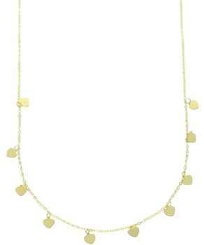 Złoty naszyjnik celebrytka 375 z wiszącymi serduszkami – delikatny łańcuszek ankier.jpg