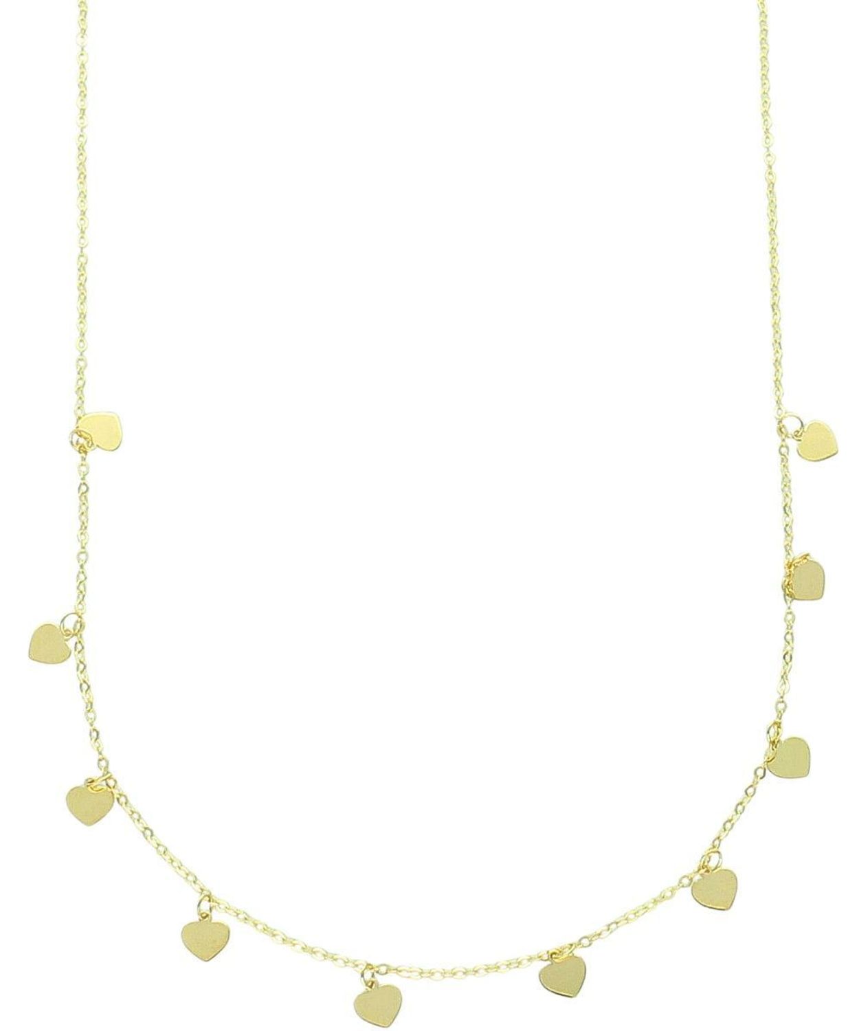 Złoty naszyjnik celebrytka 375 z wiszącymi serduszkami – delikatny łańcuszek ankier.jpg