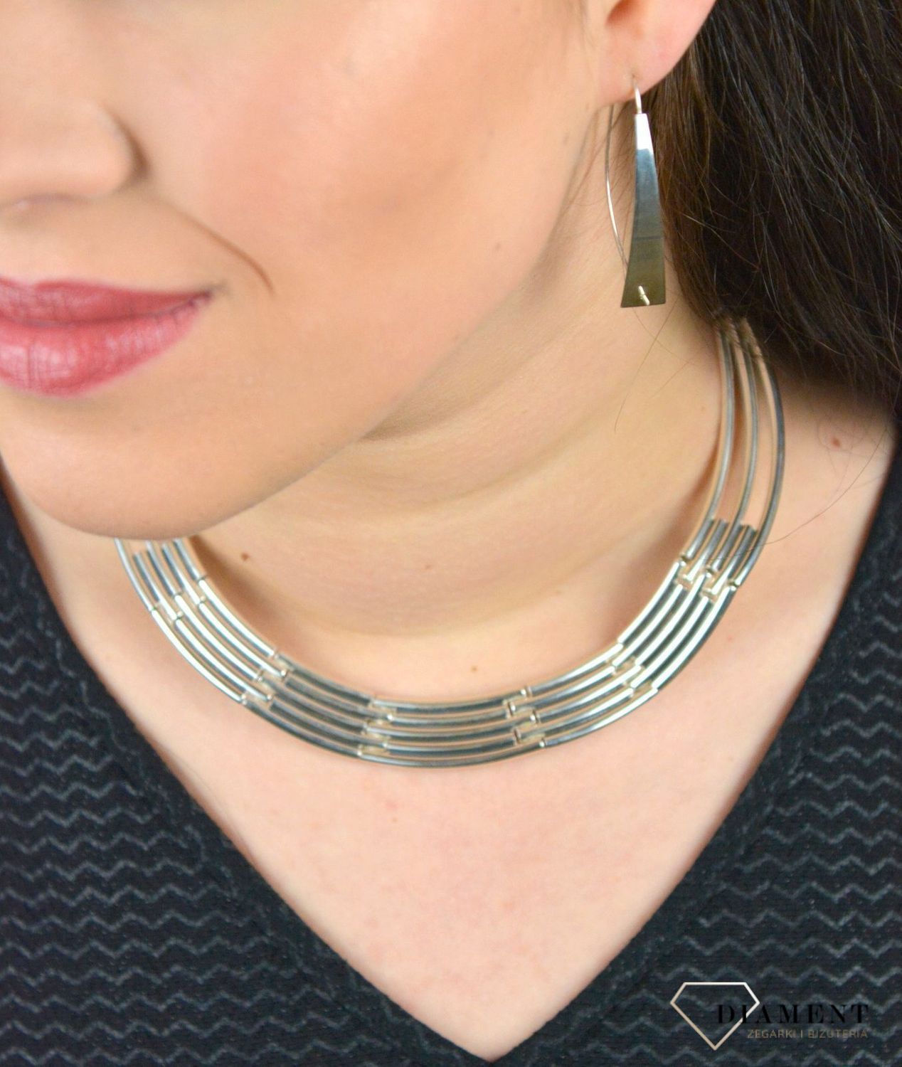 Srebrny naszyjnik 925 'Srebrna kolia' proste blaszki DIA-NSZ-1714L-925.jpg