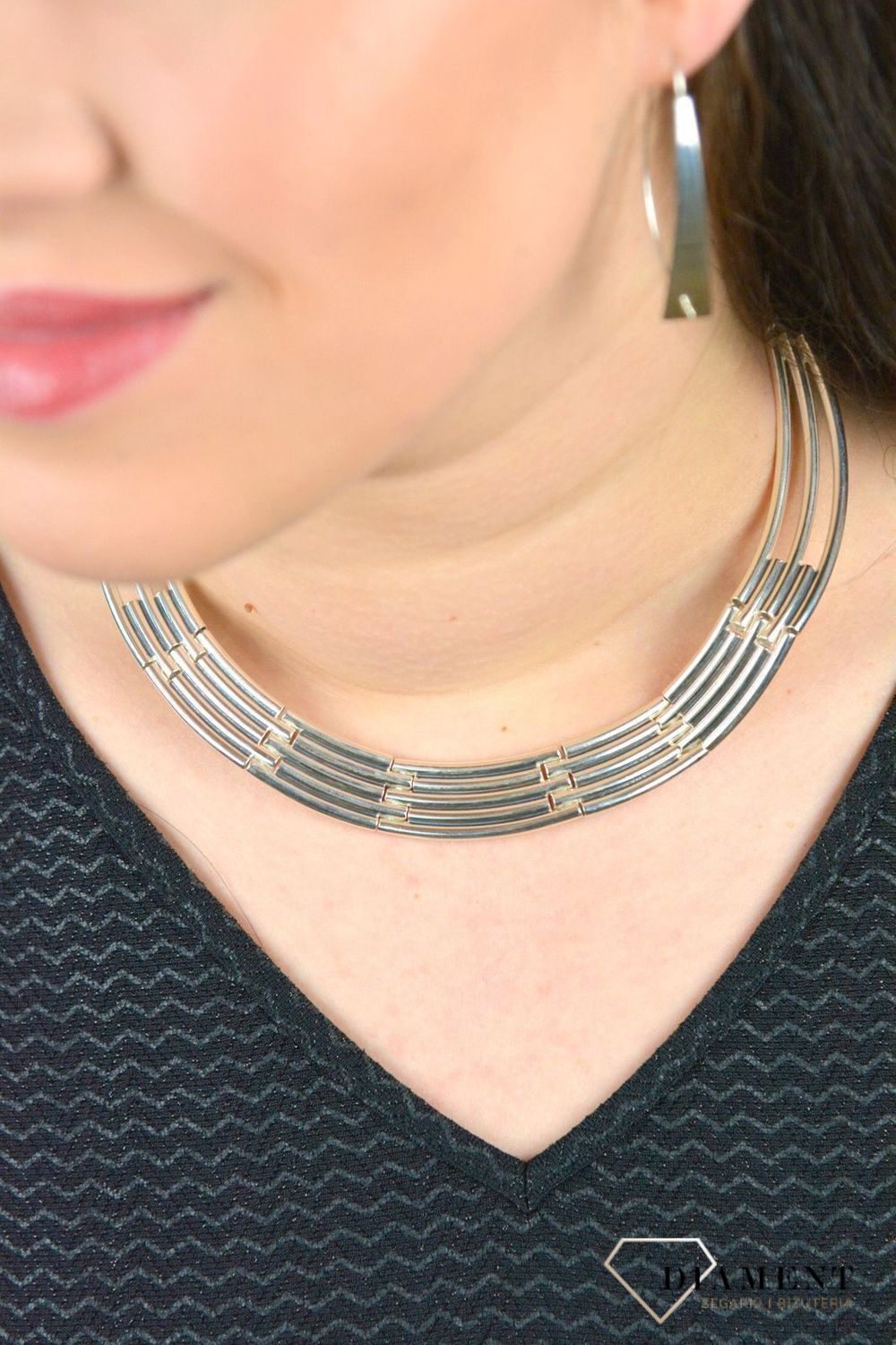 Srebrny naszyjnik 925 'Srebrna kolia' proste blaszki DIA-NSZ-1714L-925.jpg