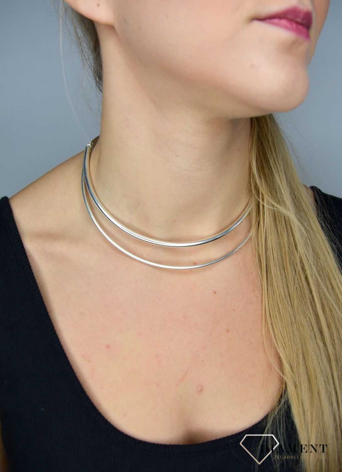Srebrny naszyjnik 'Srebrna obroża' proste blaszki DIA-NSZ-1715-925.jpg