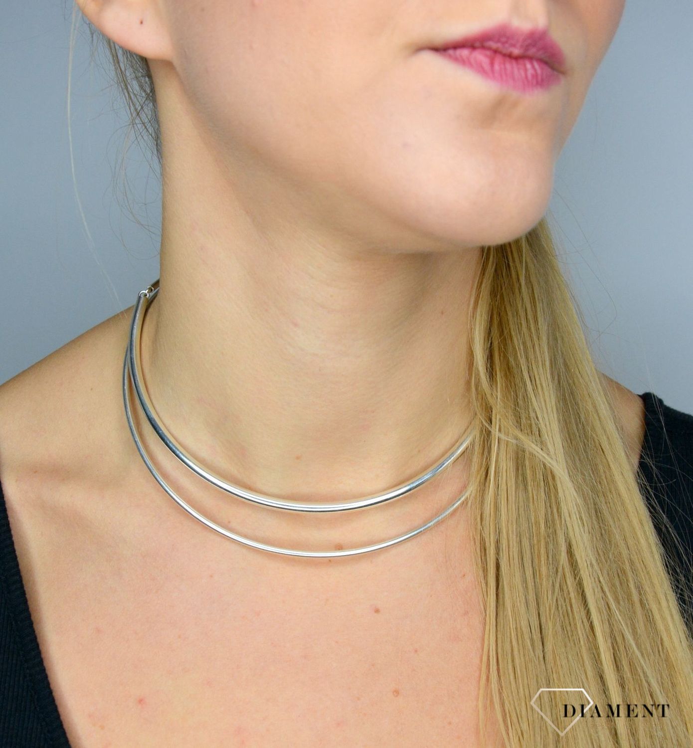 Srebrny naszyjnik 'Srebrna obroża' proste blaszki DIA-NSZ-1715-925.jpg