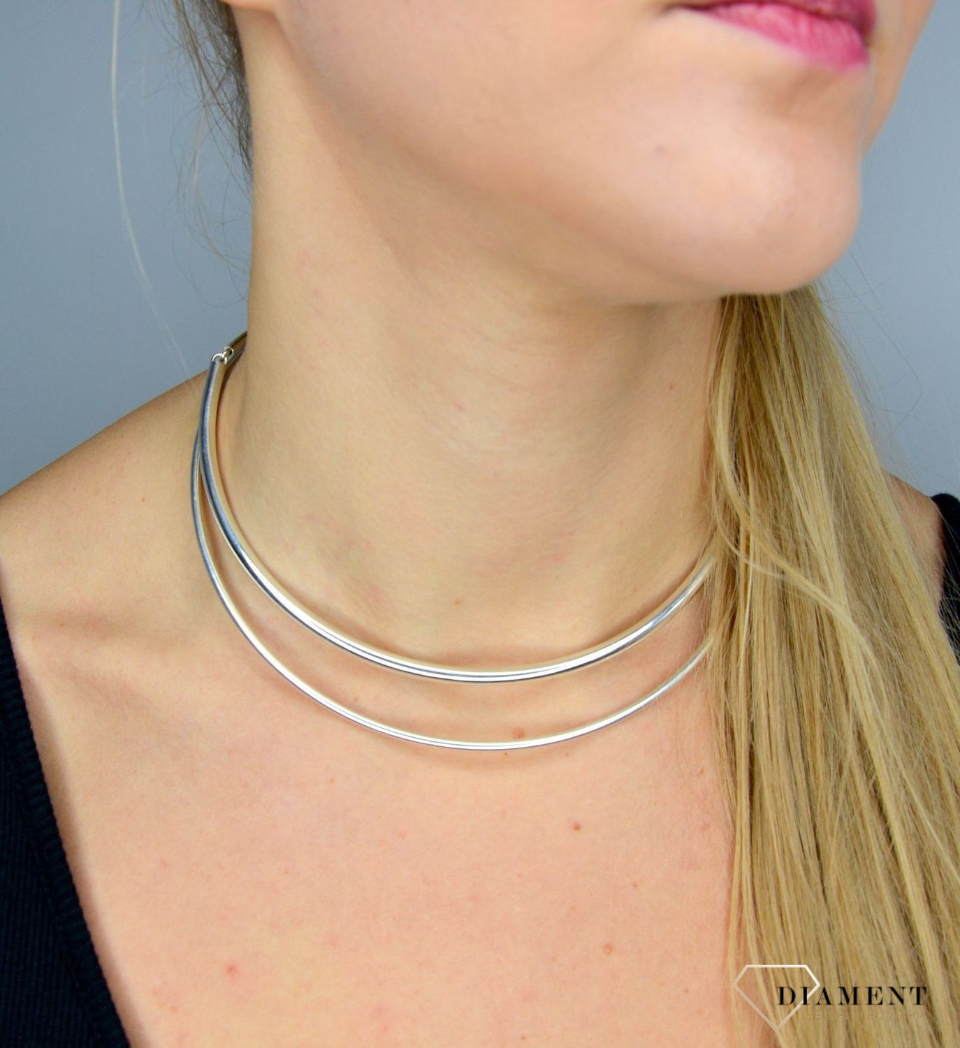 Srebrny naszyjnik 'Srebrna obroża' proste blaszki DIA-NSZ-1715-925.jpg