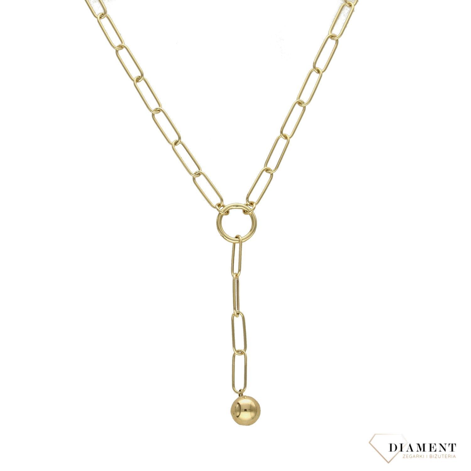 Złoty naszyjnik 585 Łańcuch z kuleczką DIA-NSZ-1734-585.jpg