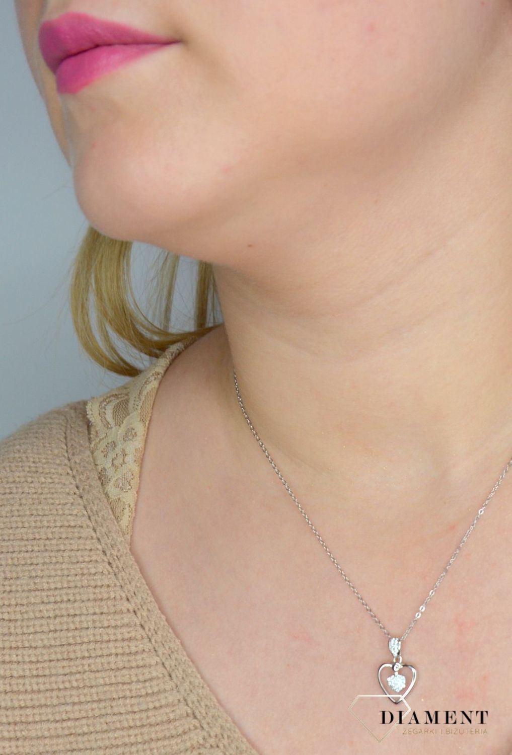 Naszyjnik srebrny celebrytka 925 dwa serca DIA-NSZ-2080-925.jpg
