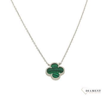 Srebrny naszyjnik damski koniczynka z malachitem DIA-NSZ-2296-925. Bizuteria Van Cleef. Orygianlna koniczynka. Srebro a'la Van Cleef. Naszyjnik z koniczynką na szczęście. Na prezent..jpg