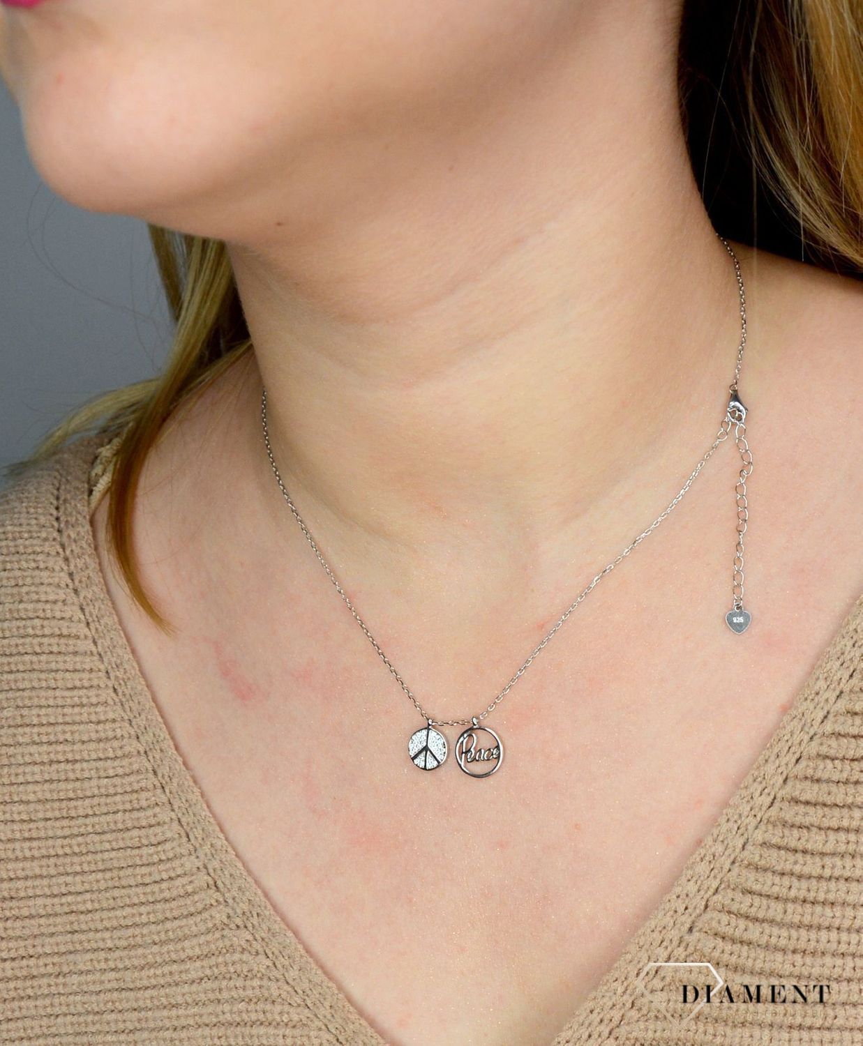 Srebrny Naszyjnik Peace z pacyfką DIA-NSZ-2298-925.jpg