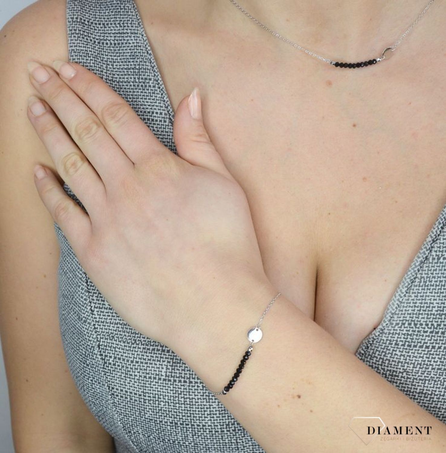 Naszyjnik srebrny damski gładkie kółeczko z koralikami DIA-NSZ-2305-925.jpg