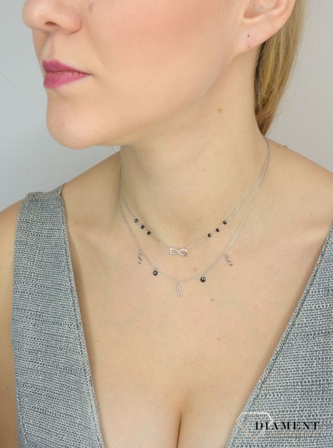 Srebrny naszyjnik subtelna nieskończoność DIA-NSZ-2307-925 Naszyjnik srebrny ✓.jpg