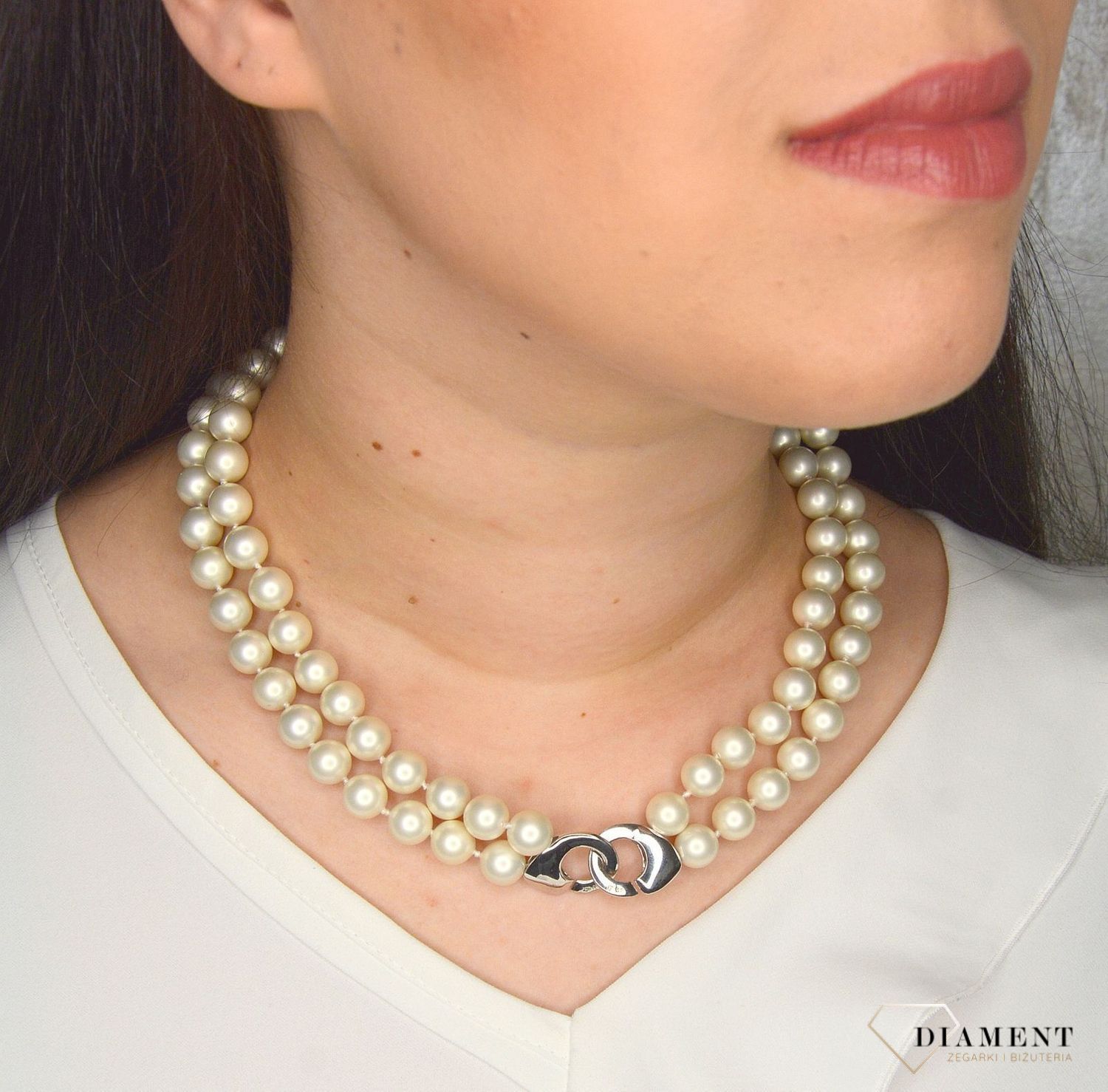 Naszyjnik podwójny z perłopławami w kolorze białym DIA-NSZ-2371-925.jpg