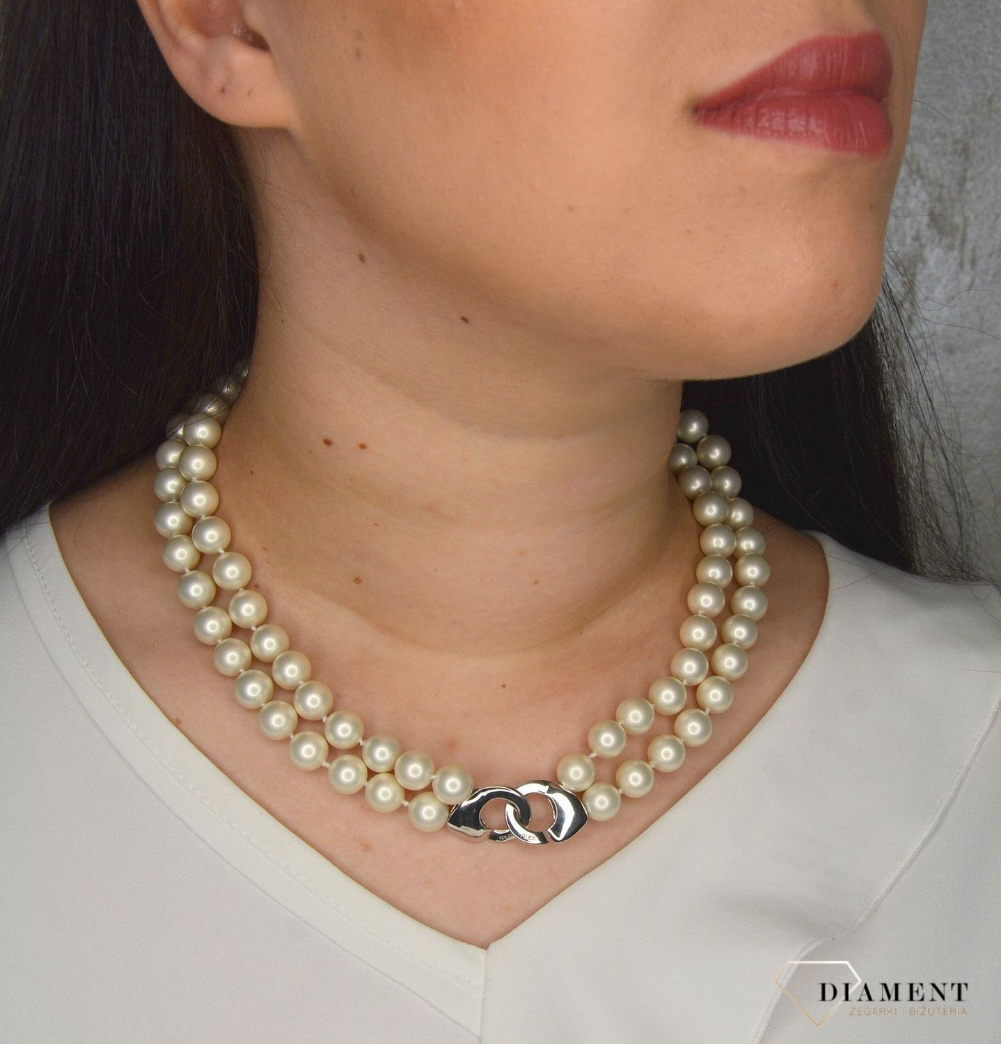 Naszyjnik podwójny z perłopławami w kolorze białym DIA-NSZ-2371-925.jpg