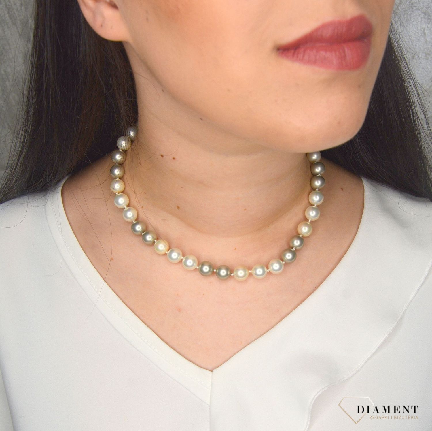 Naszyjnik z perłami w dwóch odcieniach biały oraz szary DIA-NSZ-2373-925.jpg