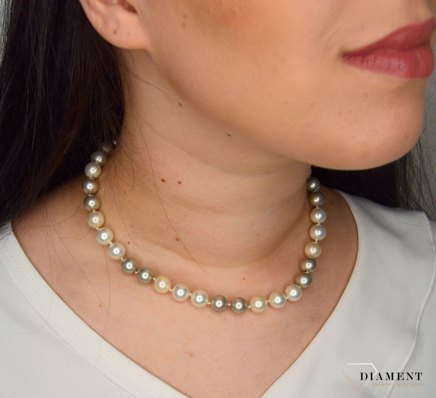 Naszyjnik z perłami w dwóch odcieniach biały oraz szary DIA-NSZ-2373-925.jpg