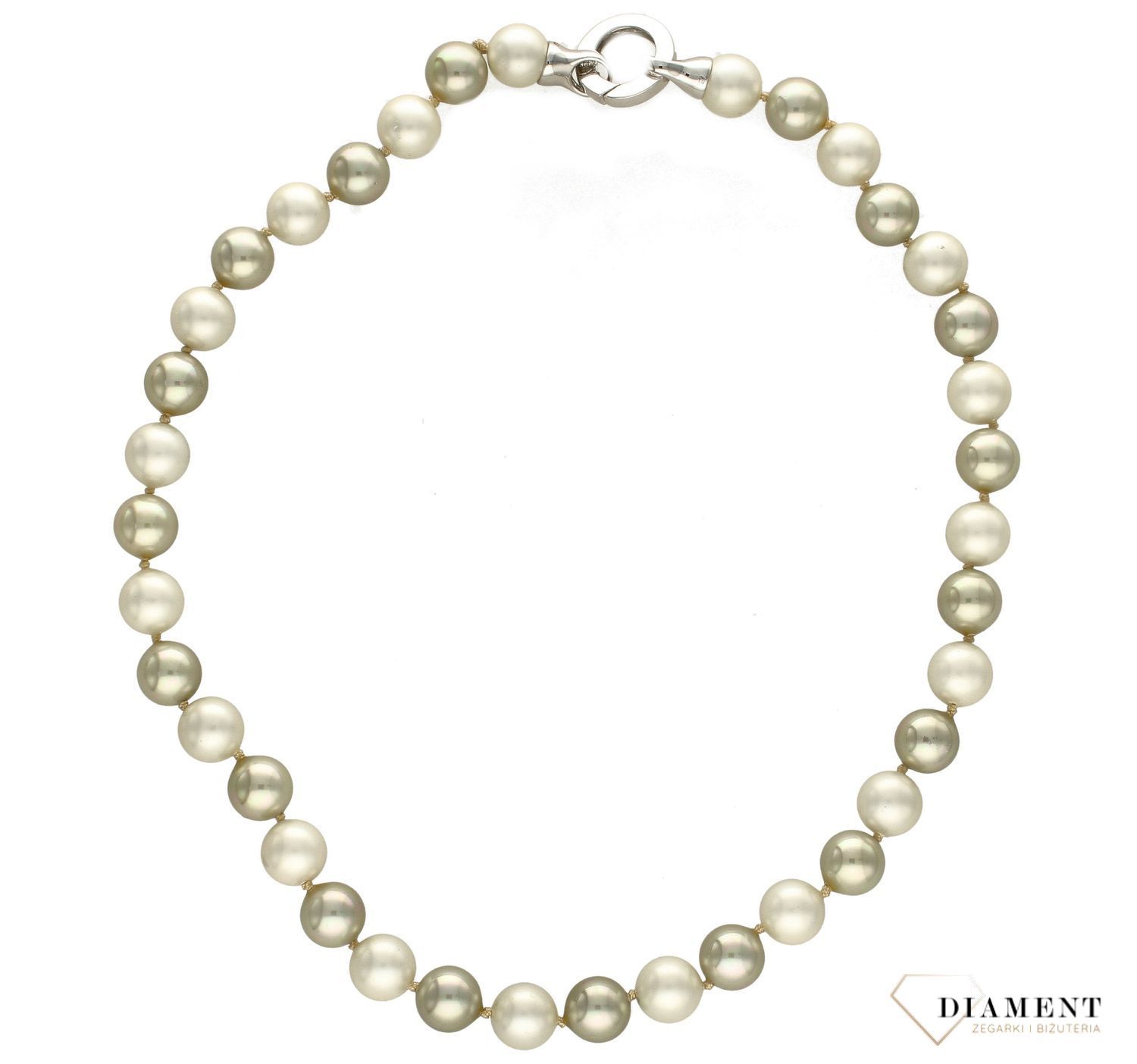 Naszyjnik z perłopławami w kolorze białym oraz jasno zielonym DIA-NSZ-2384-925.jpg